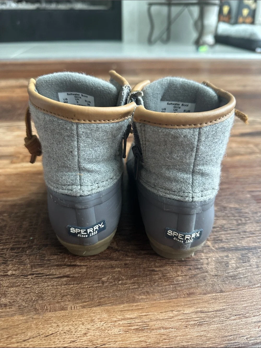 Sperry Kids Gray and Tan Duck Boots